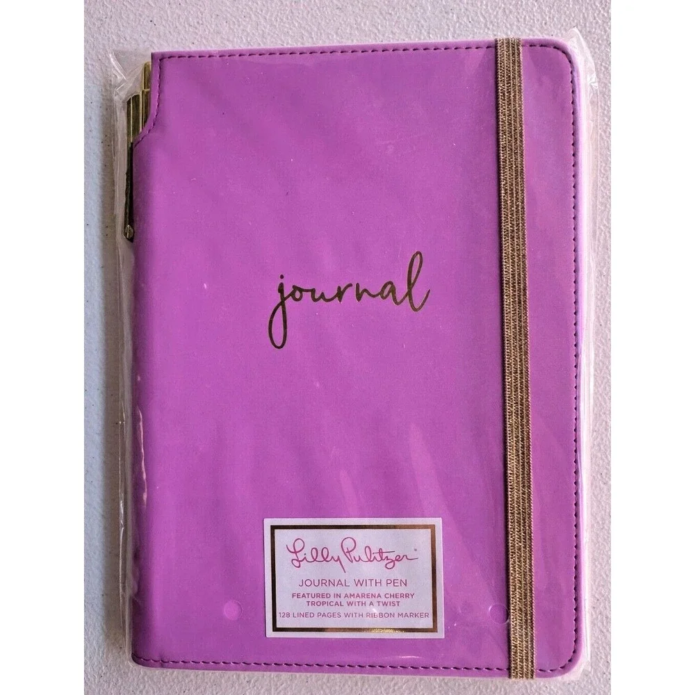 Lilly Pulitzer Journal Pen Amarena‎ Pink Cherry Tropical Twist 128 Lined Pgs NEW